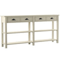 4-Drawer Console Table with 2 Shelves, Cream Q586
