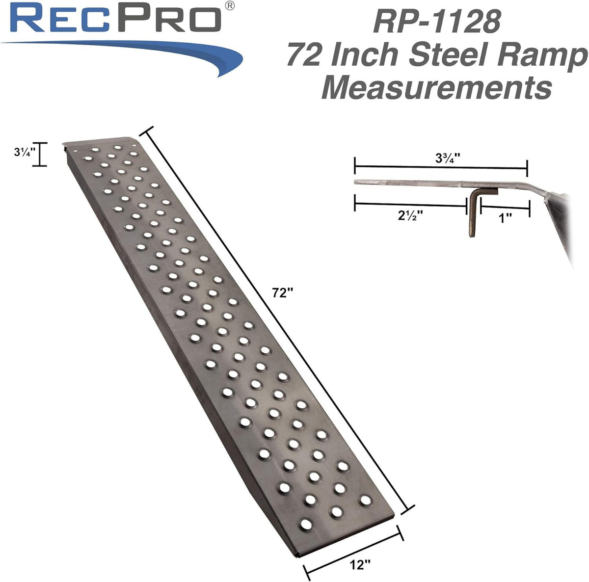 Heavy Duty 10ga Steel Trailer Loading Ramps, 2500lb Capacity (1-Pack) A31037