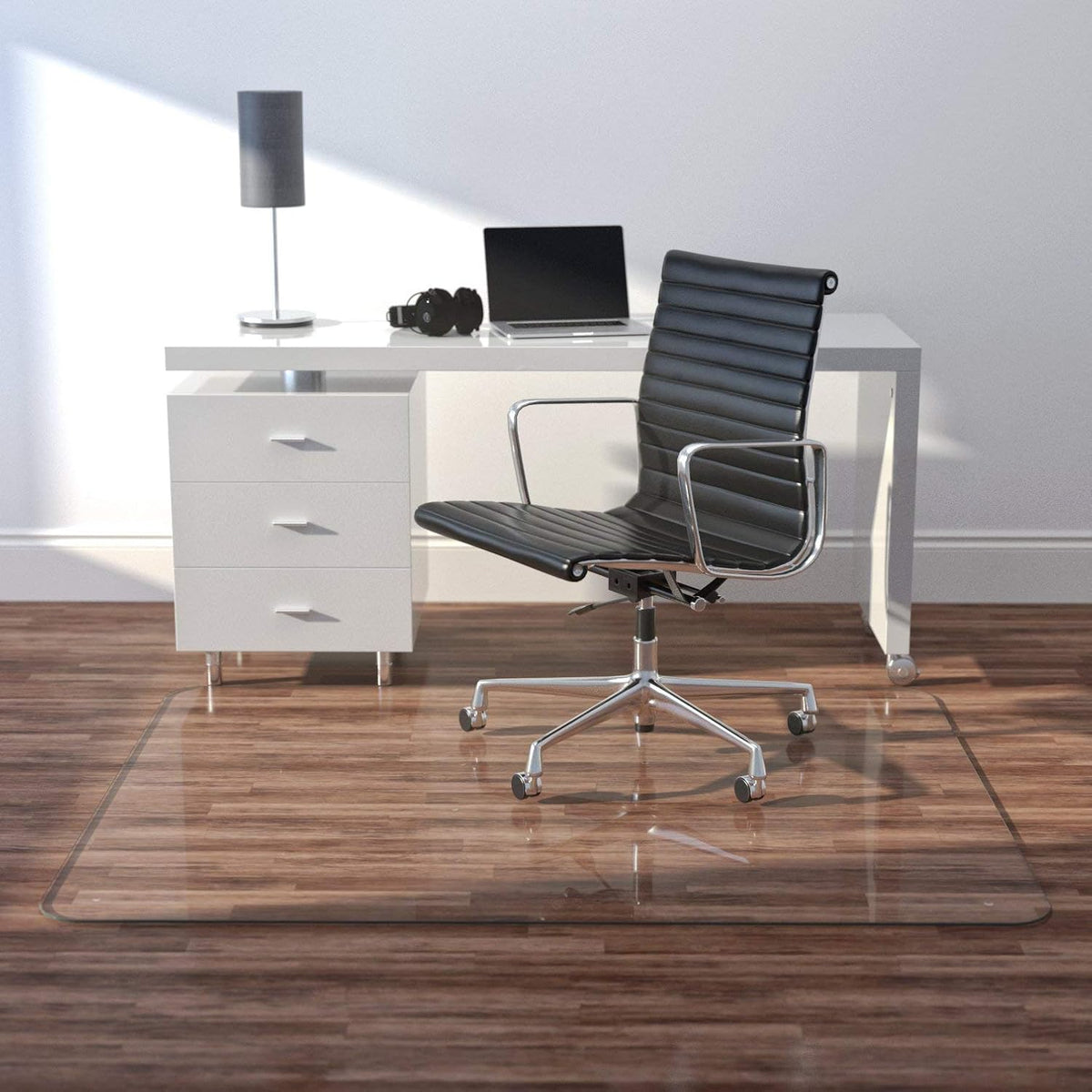 Glass Office Chair Mat Rectangle 36 x 48 Clear H492754