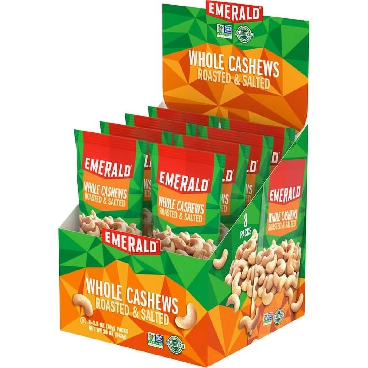 Whole Cashews Roasted & Salted 8 CT Box 20 oz Pack of 6 G948