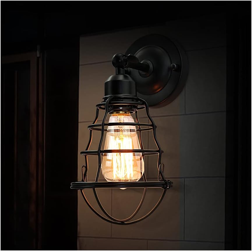 Black Wire Cage Wall Sconce 2pack D504