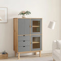 Brown and Gray Solid Wood Pine Highboard G5016