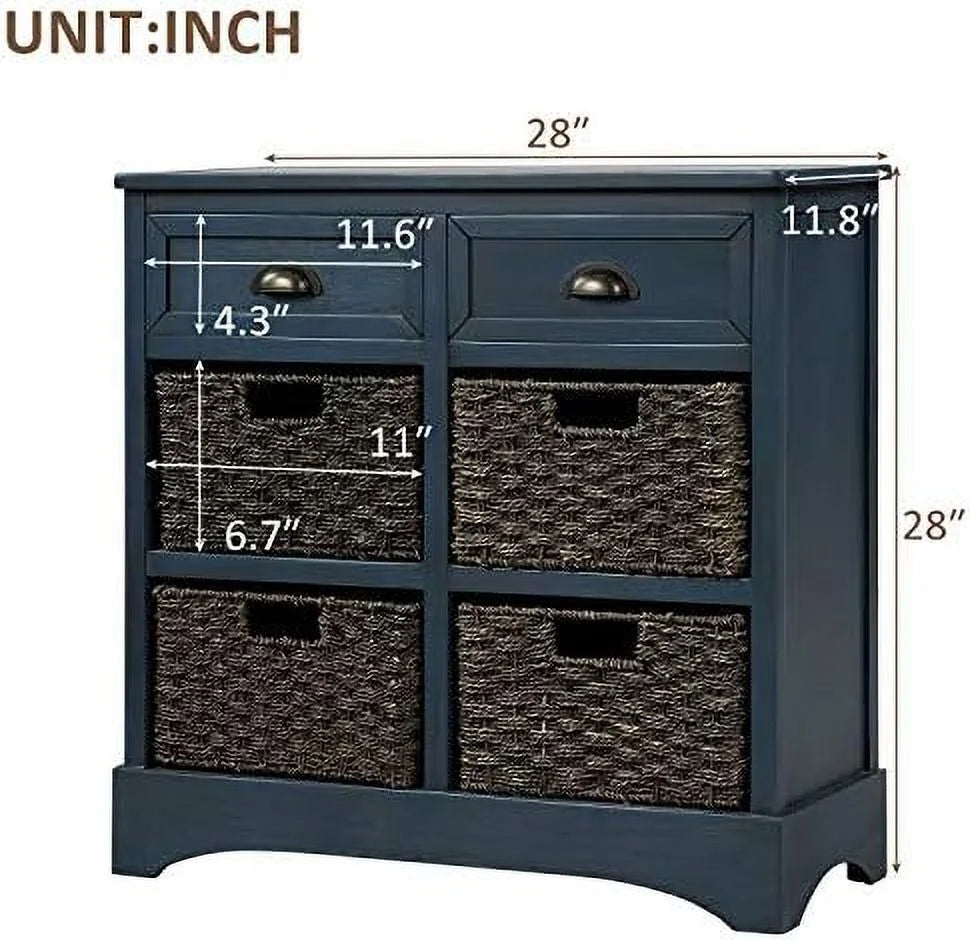 Wicker Cabinet with 2 Drawers and 4 Baskets C148492