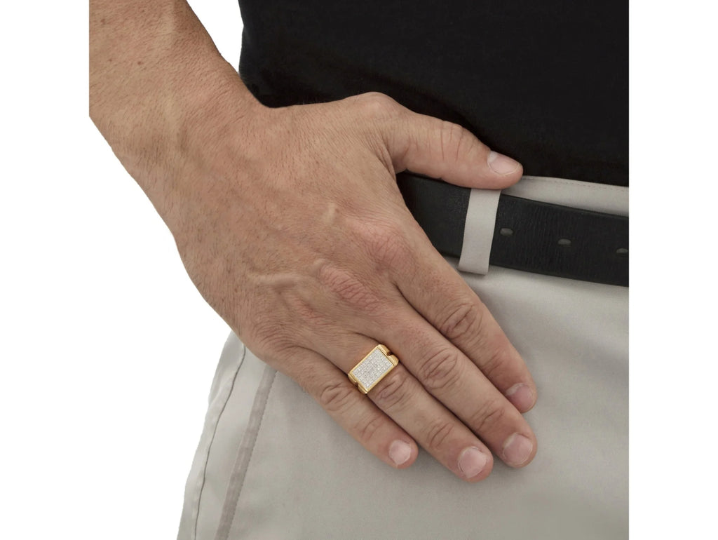 Two-Tone Gold-Plated Grid Ring Q2063