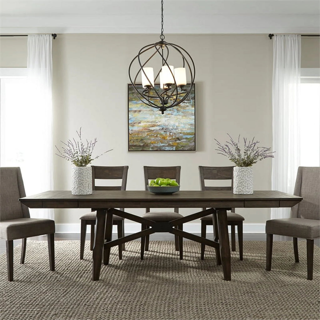 Chocolate Wood Trestle Table Top and Base S5886