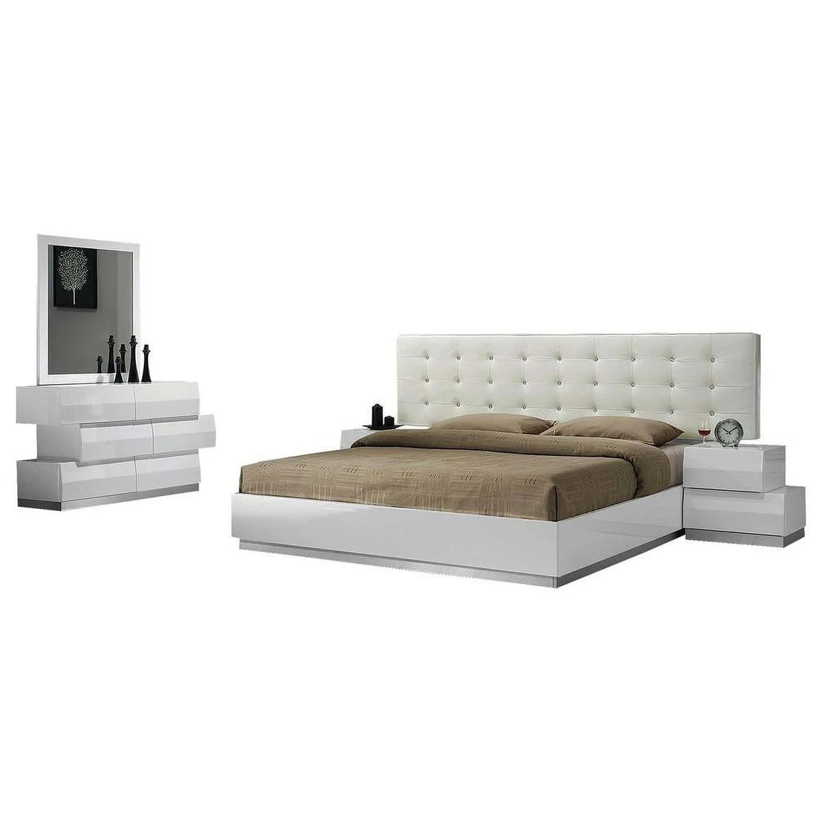 White Gloss 5-Piece King Bedroom Set K56313