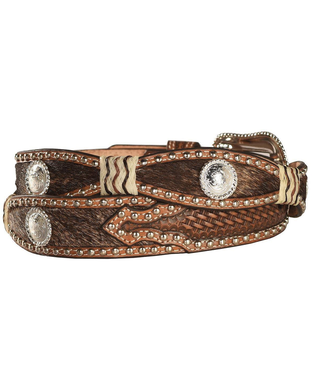 Calf Hair Scallop Crystal/Knot Belt J320