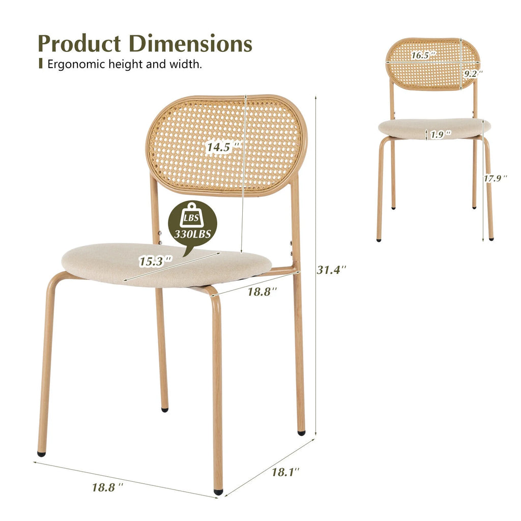 Set of 4 Boho Dining Chairs with Rattan Back E231435