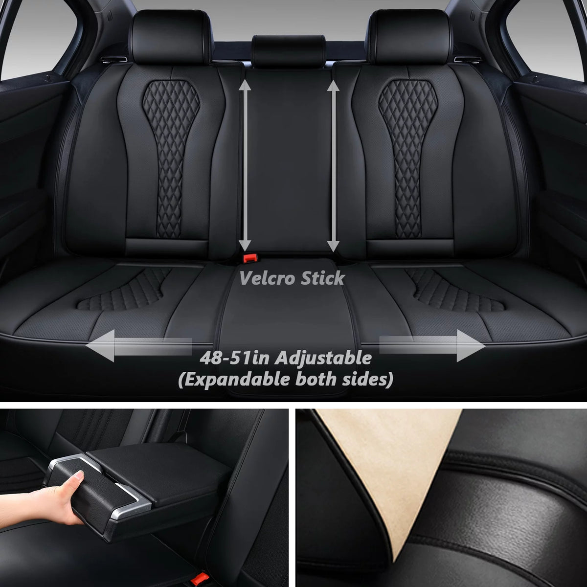 Black 5 Seats Leatherette Car Seat Covers Full Set F543
