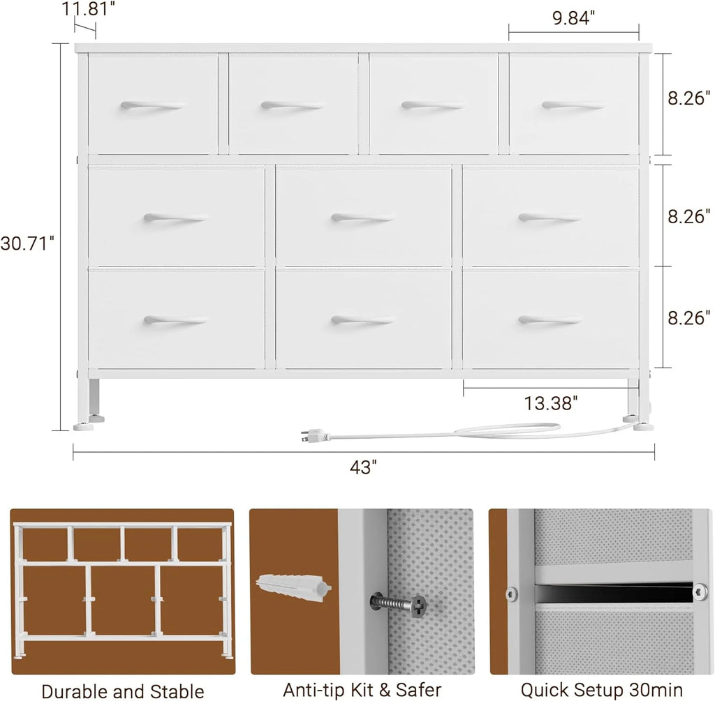 Brown 10 Drawer Fabric Dresser H76183