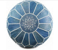 Blue 20 inches Embroidered Genuine Pouf S672