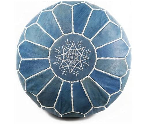 Blue 20 inches Embroidered Genuine Pouf S672