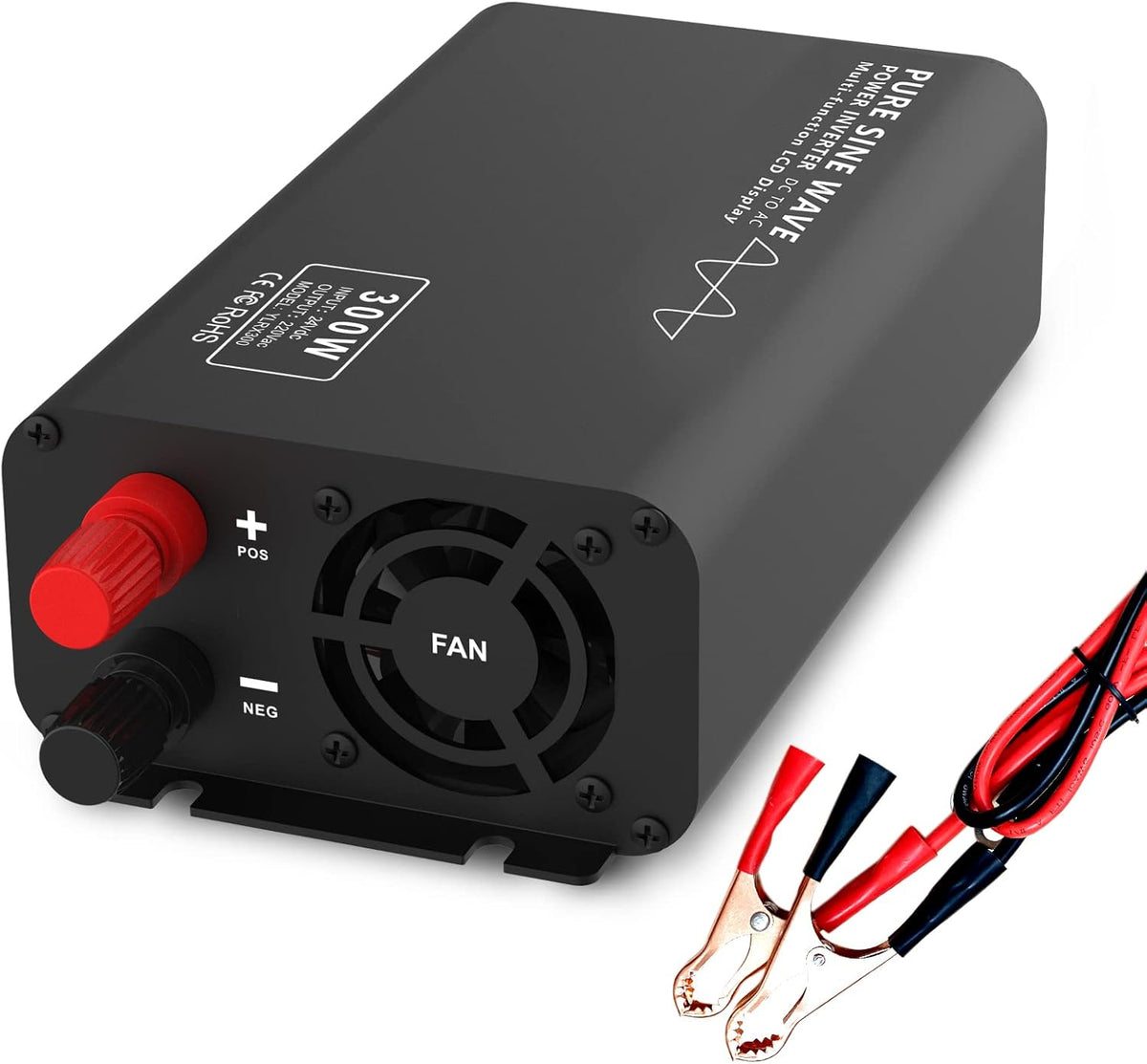 1000W Pure Sine Wave Power Inverter DC 24V to AC 110V-130V with LCD Display and Wireless Remote Control V5029