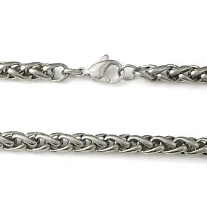 Titanium 7MM Wheat Chain Link Matte Finish Gray Necklace 18" K21963