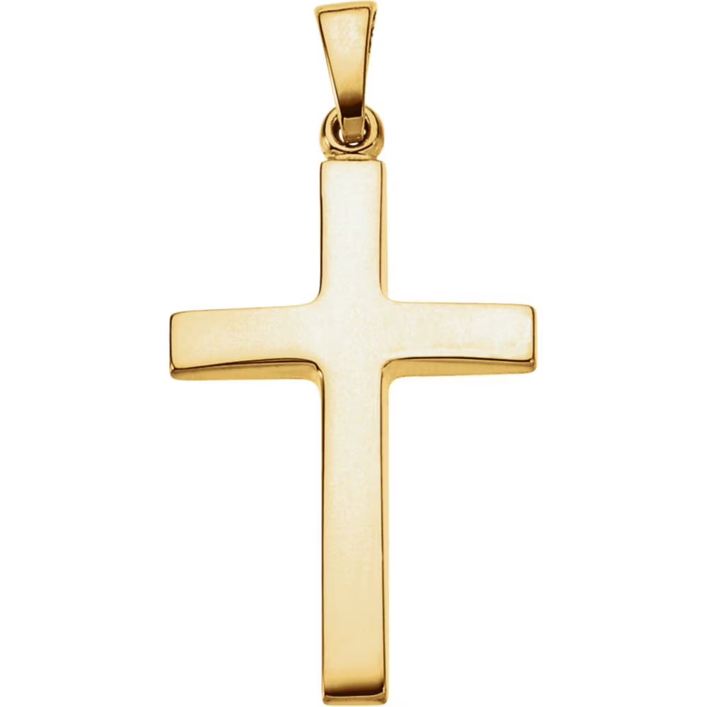 18k Yellow Gold Polished Cross Pendant Necklace J799