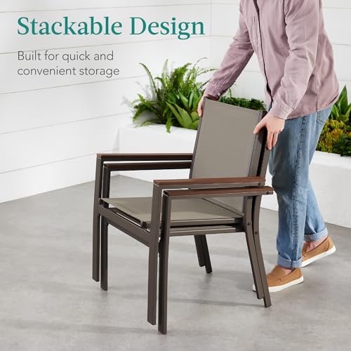 Set of 2 Stackable Outdoor Textilene Chairs with Armrests M948424