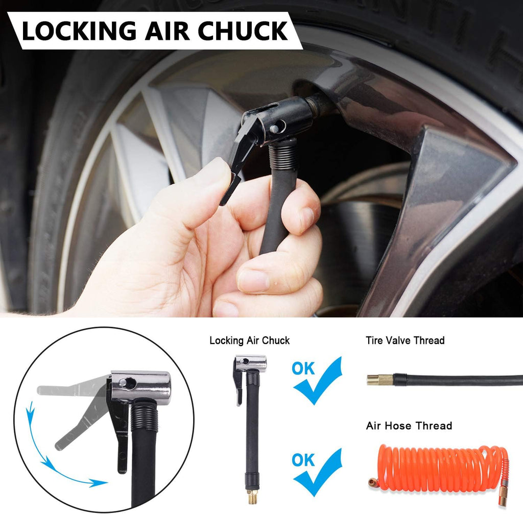 Portable Air Compressor Pump Tire Inflator with Digital Gauge, Heavy Duty Double Cylinder 12V Tire Pump 150 PSI with Tire Repair Kit and Toolbox, Pack of 2 N344