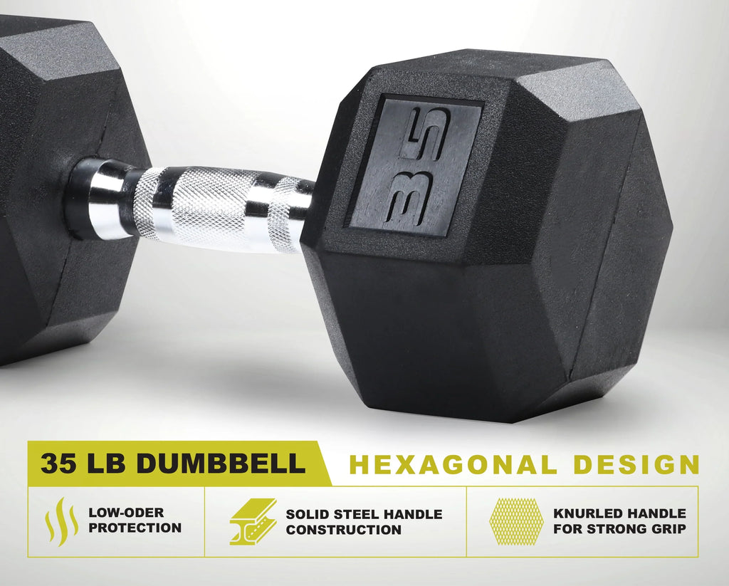 35lb Rubber Encased Hex Dumbbell S459413