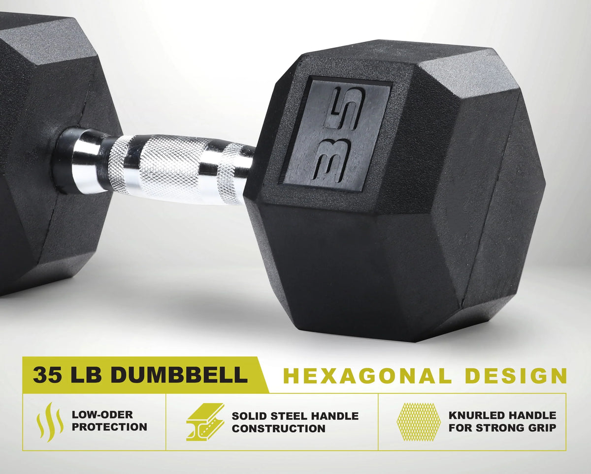 35lb Rubber Encased Hex Dumbbell S459413