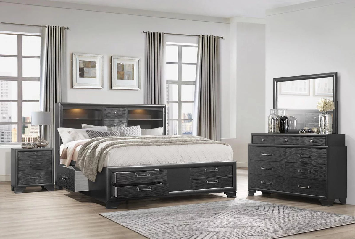 Glossy Black 4Pcs Bedroom Set D94756