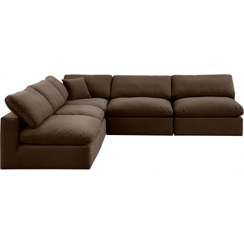 Brown Velvet Modular Sectional D837457