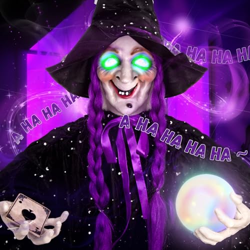 Hanging Talking Animatronics Witch with Sound Activated R748