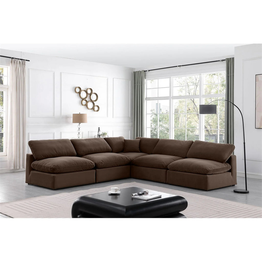 Brown Velvet Modular Sectional D837457