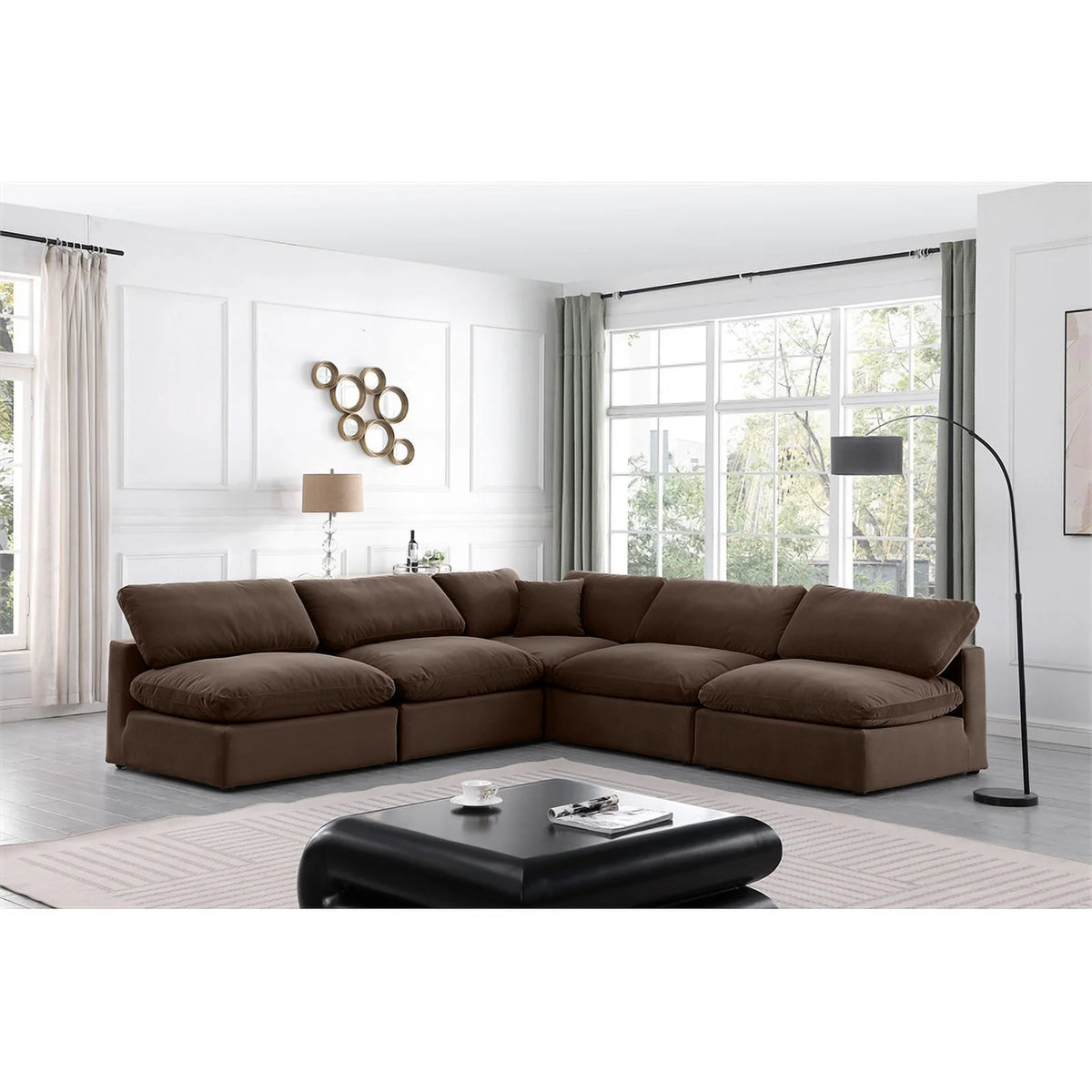 Brown Velvet Modular Sectional D837457