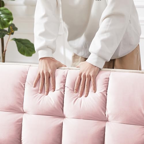 Pink Velvet Pull Out Sofa Bed F606
