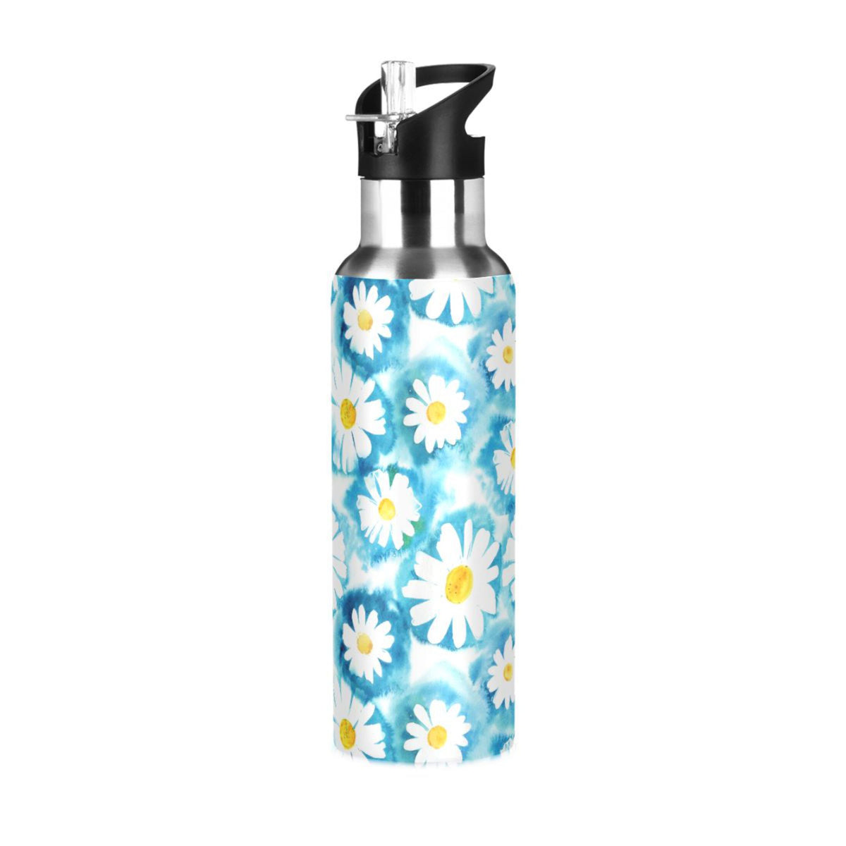 Blue Stainless Steel Insulated Water Bottle with Straw Lid V120