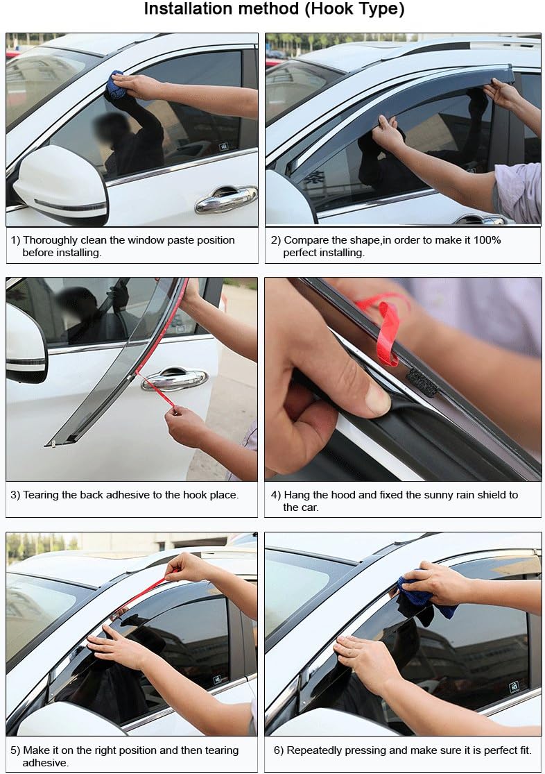 Car Window Visor Vent Shade Deflector Sun Rain Fog Guards N778337