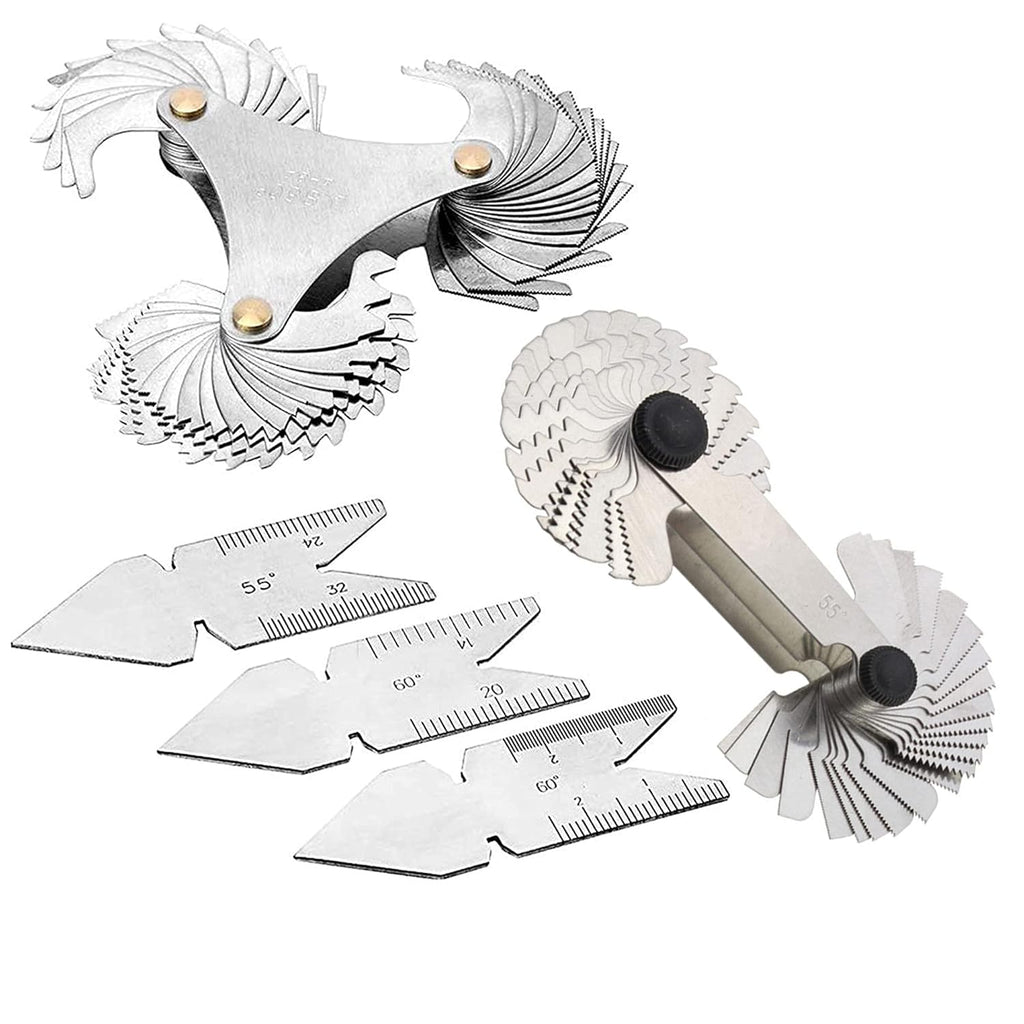 5 Pcs Stainless Steel Thread Pitch Gauges Measure Tool Set E409324