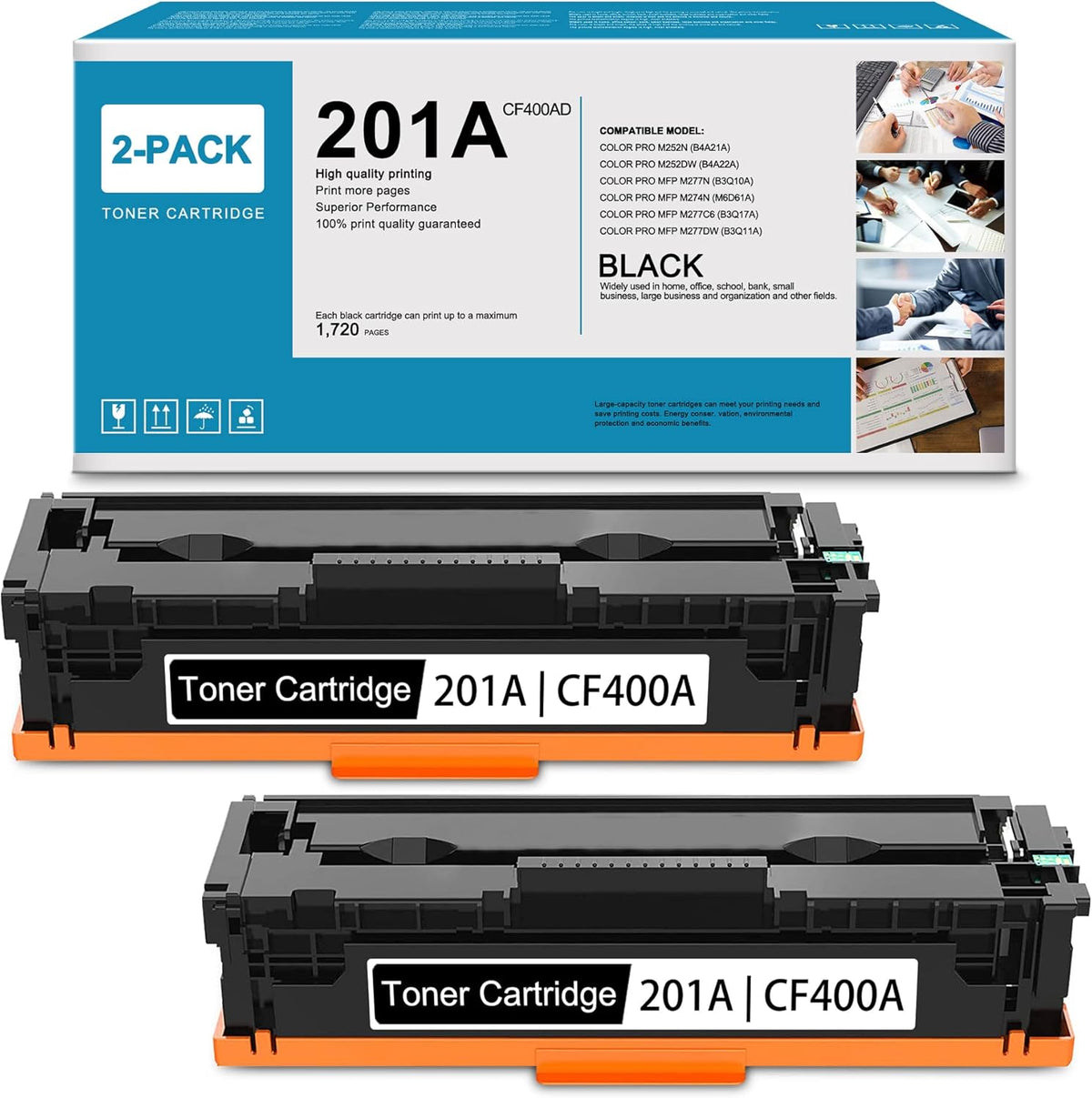 2 Pack Black Toner Cartridge for HP Printer U1387