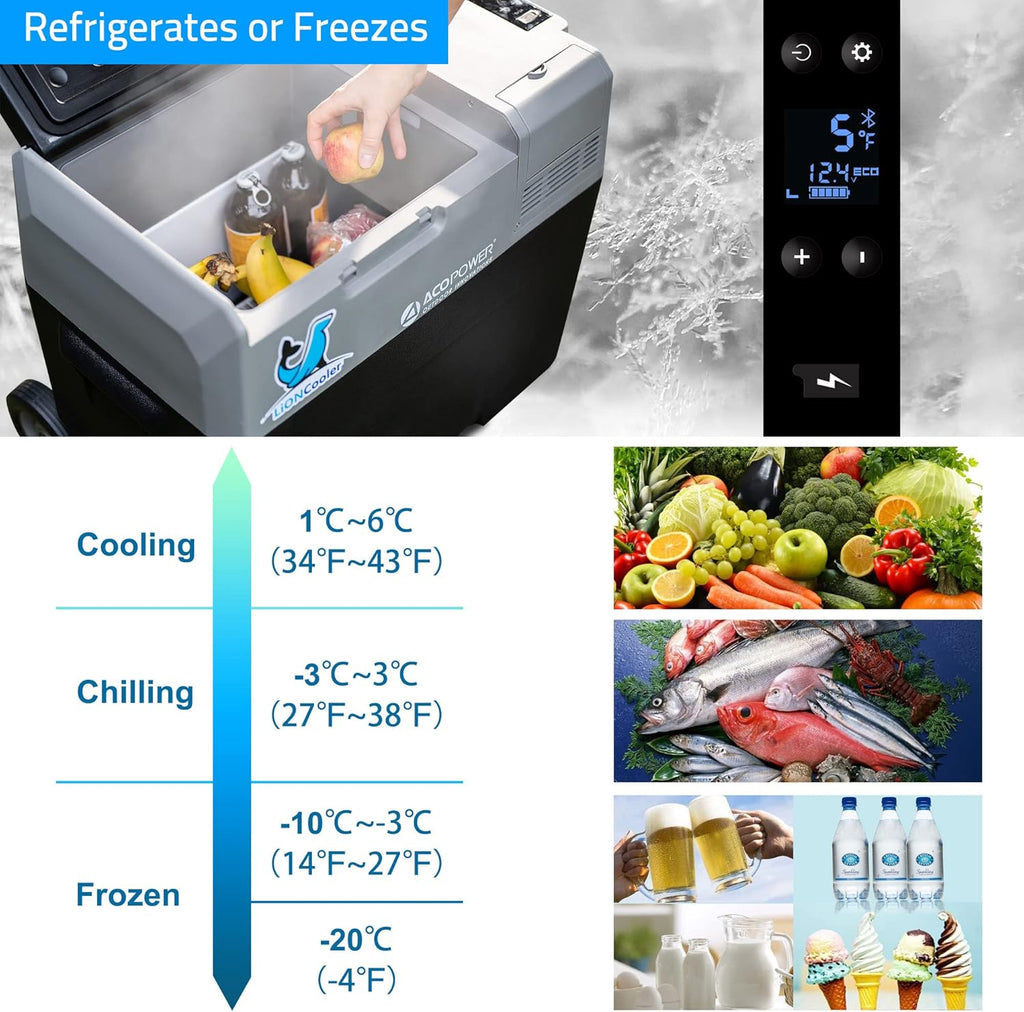 52 Quart Portable Refrigerator Freezer with Rechargeable Battery E25831