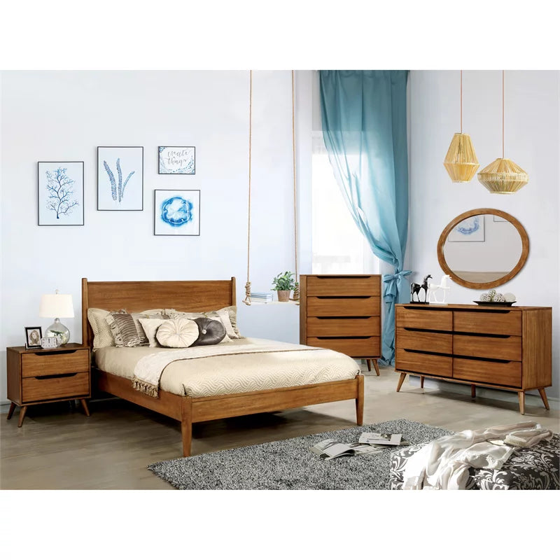 Solid Wood Full Platform Bed in Oak Y22907