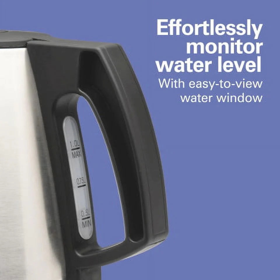1 Liter Stainless Steel and Black Electric Kettle Y970