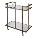 Antique Gray Bar Cart with Tubular Metal Frame and Casters D423954