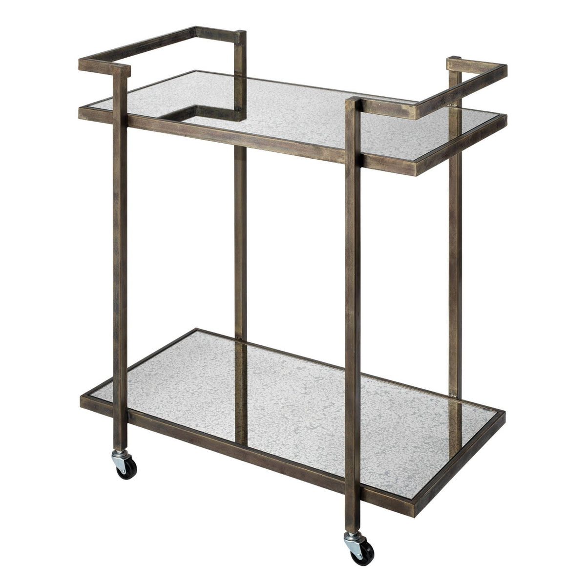 Antique Gray Bar Cart with Tubular Metal Frame and Casters D423954