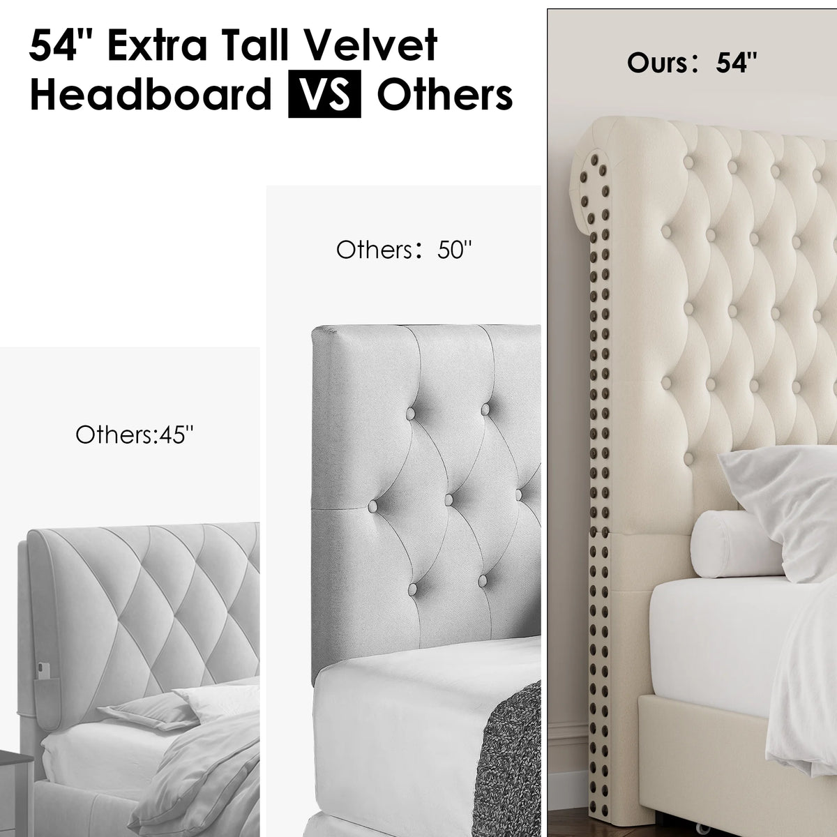 Queen Size Storage Bed with Tall Headboard and Drawers F337584