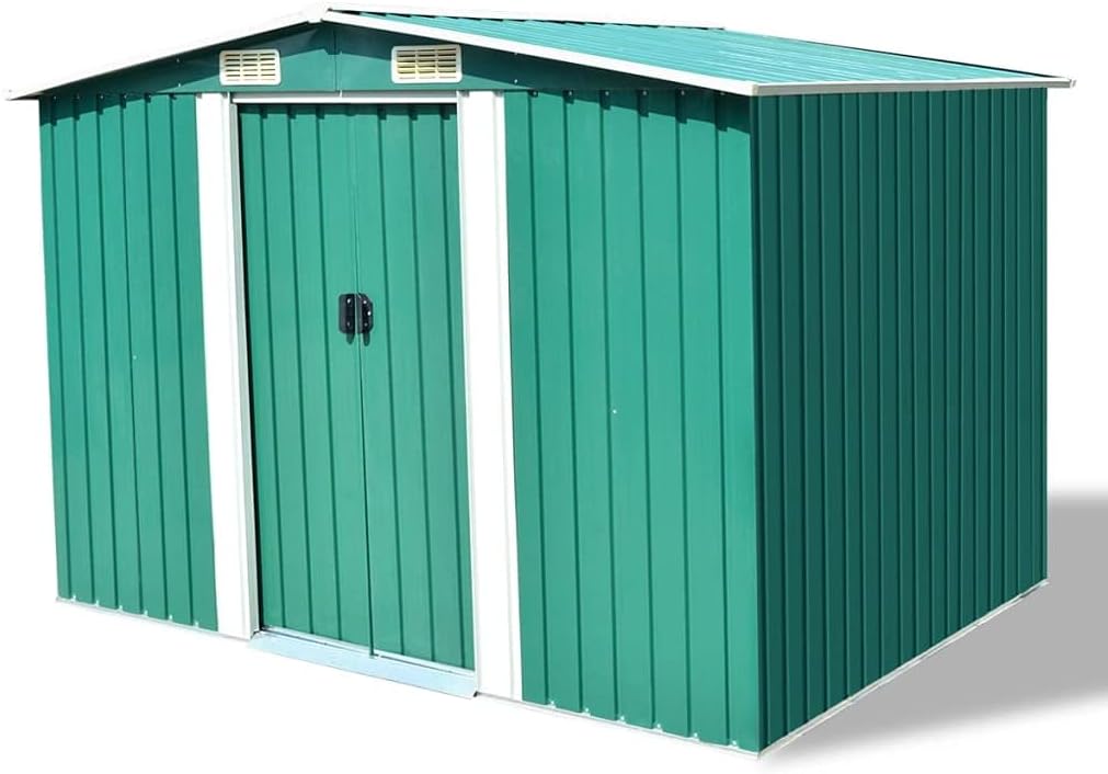 Anthracite Garden Storage Shed with Double Sliding Doors 101.2 x 80.7 x 70.1inch L276