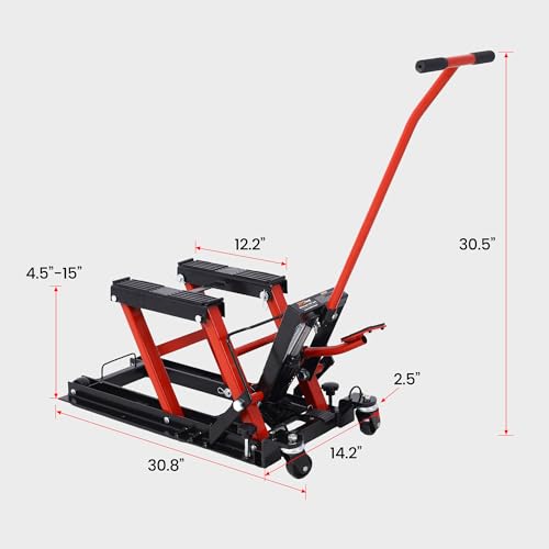 1500LBS Hydraulic Motorcycle Lift Jack with 4 Wheels E6965