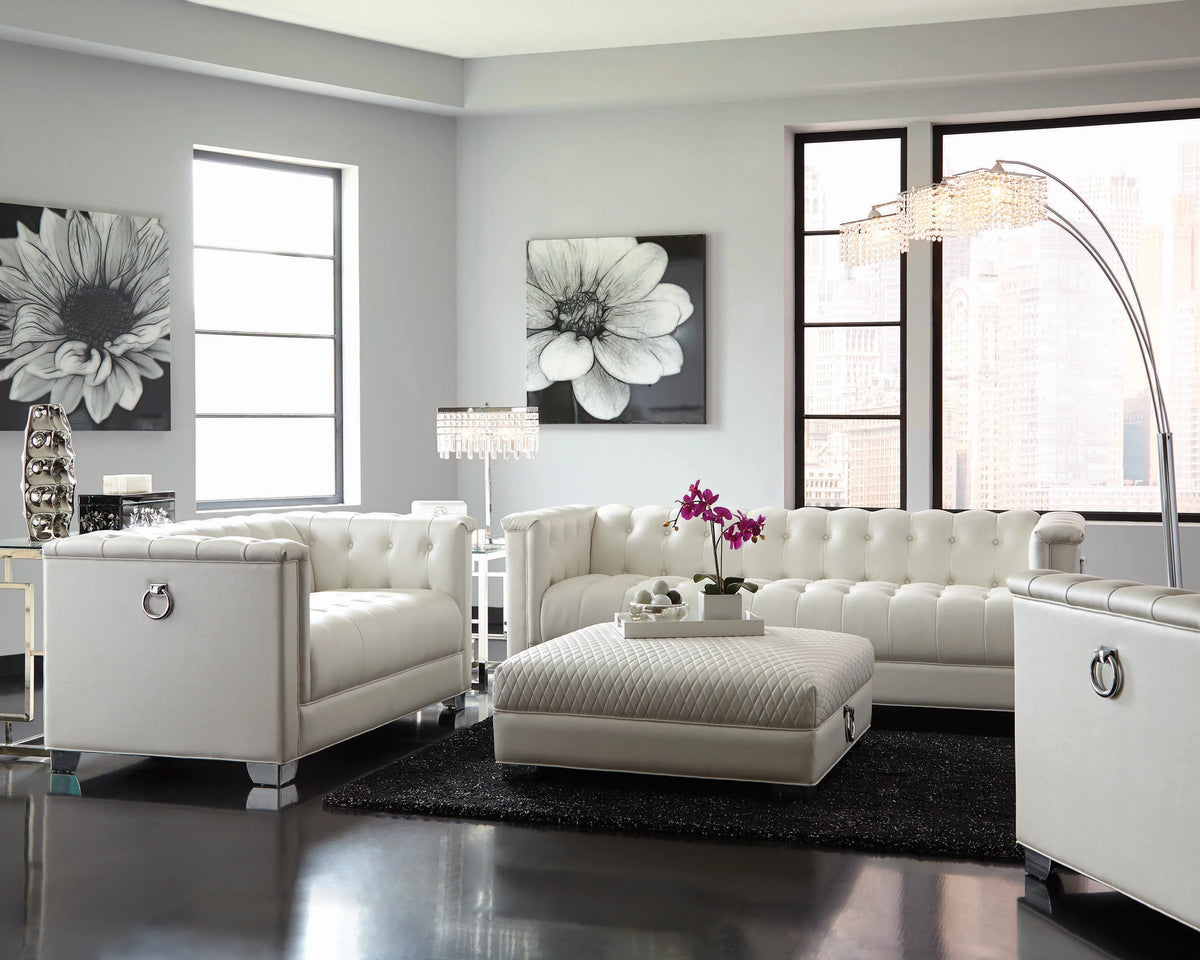 Pearl White Tufted Upholstered Sofa Z95314