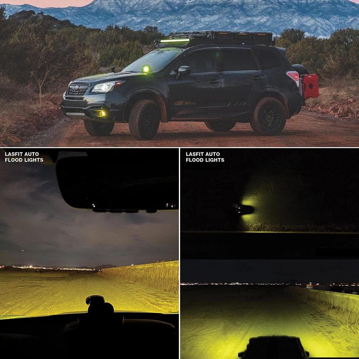 Yellow 3 inch LED Pods Flood Beam Off Road 36W, Pair K99639