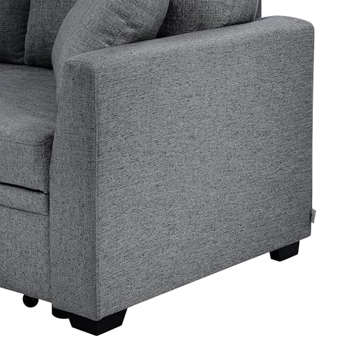 Oversized Corduroy U-Shaped Sectional Sofa with Chaise Lounge and 7 Toss Pillows L469898