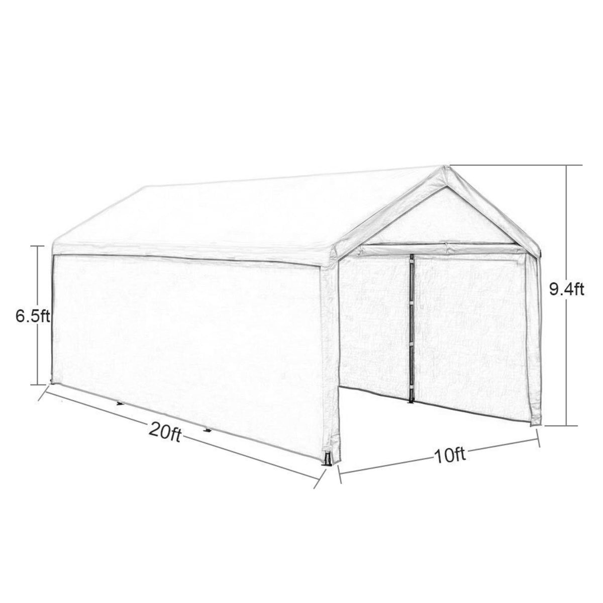 10 x 20 ft Heavy Duty Beige Carport Canopy G156831