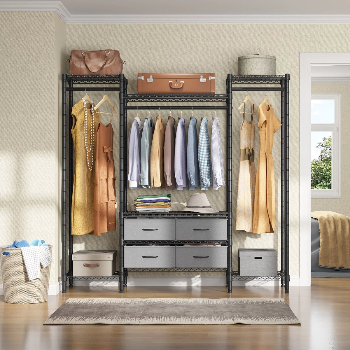 Black Heavy Duty Metal Clothing Rack Q3397