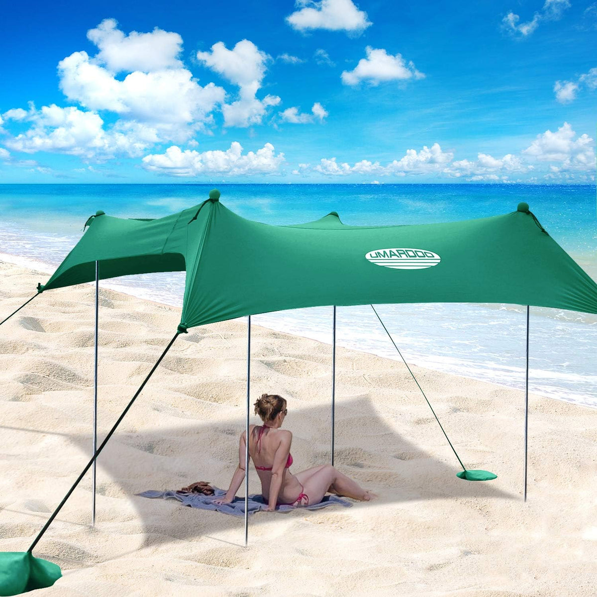 Pop Up Beach Sunshade Tent with Carrying Bag (Blue, 7X7 FT) T1189