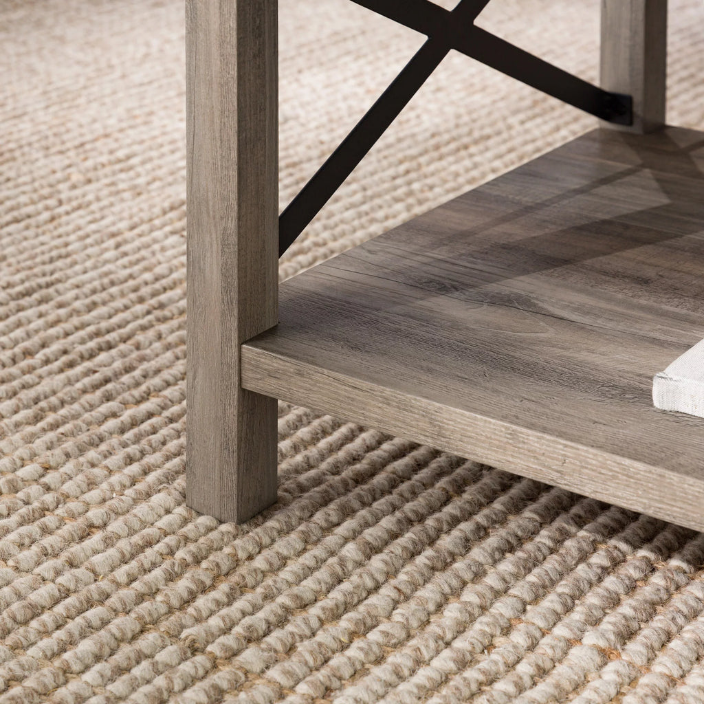Gray Wash Metal X Coffee Table P5395