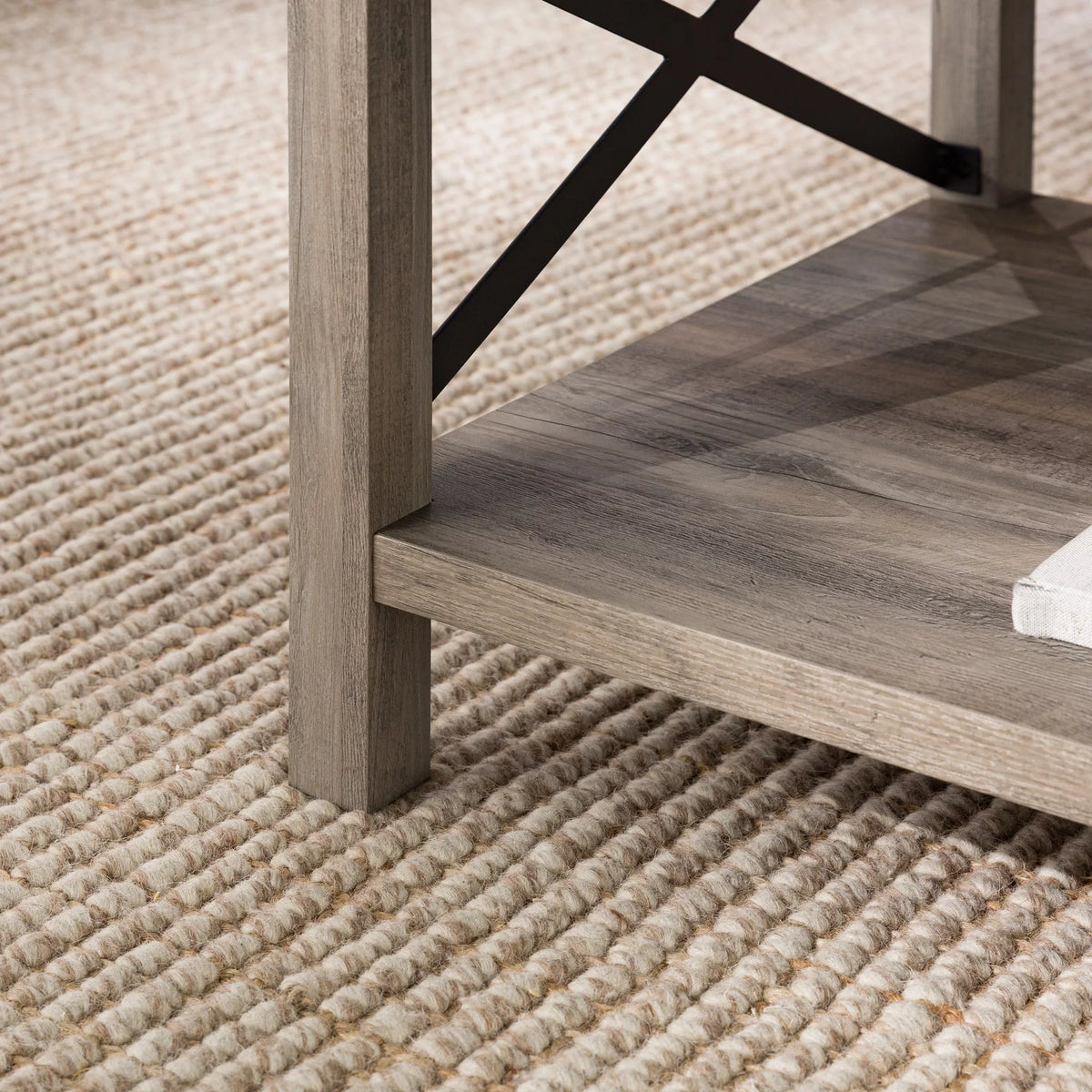 Gray Wash Metal X Coffee Table P5395