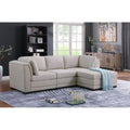 Light Gray Linen Reversible Sectional Sofa with Ottoman U50692